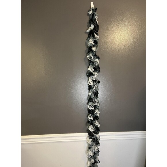 Ruffle Boa Scarf Womens One Size Black Gray White Mesh Lace Ruffle Sashay - Picture 4 of 6